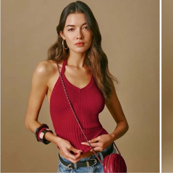 Reformation Tops - NWT • Delia sweater top in lipstick